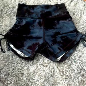 Blue tie die athletic shorts